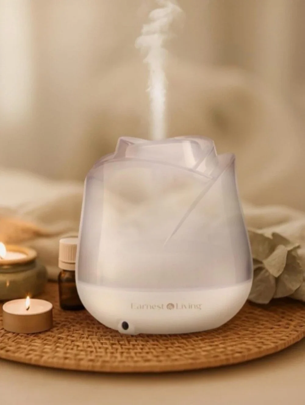 Earnest Living Rose Ultrasonic Essential Oil Diffuser + Essential Oils Bundle